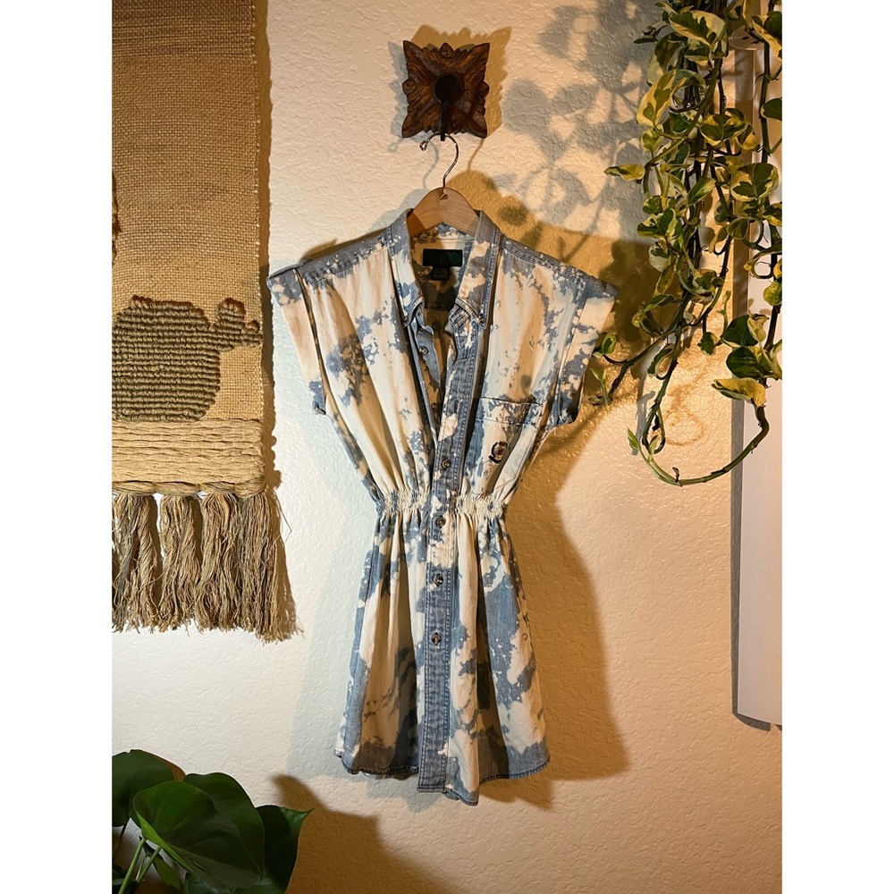 Vintage Bleached Button Mini Dress